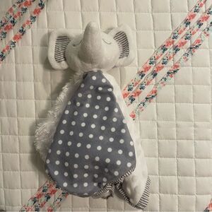 Gray and White Polka Dot Elephant Lovey Security Blanket